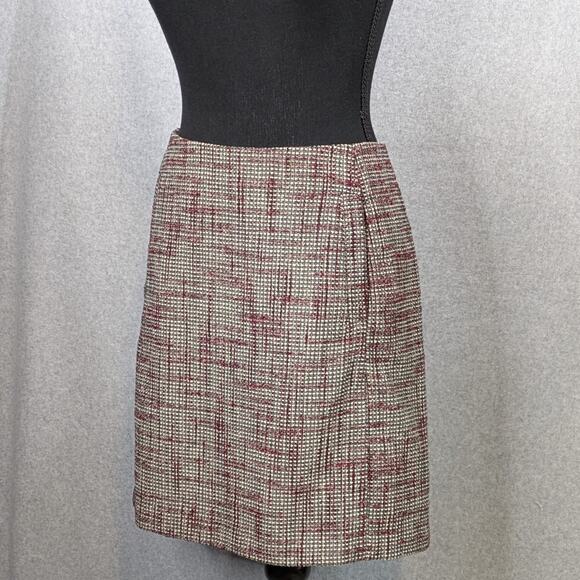 Banana Republic Burgundy Tweed Mini Skirt Sz 10 Preppy Corpcore Officewear - Picture 12 of 12